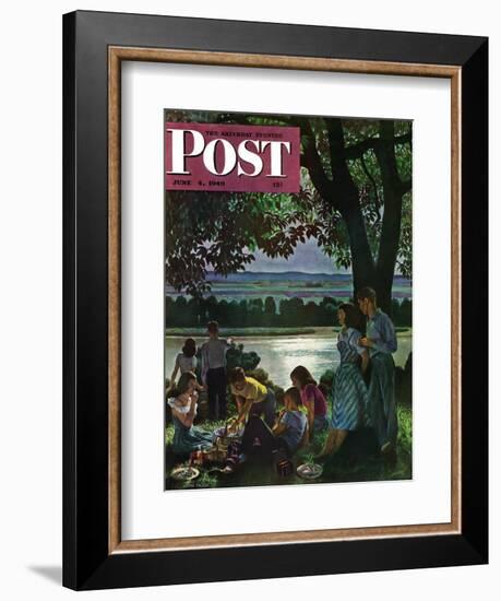 "Evening Picnic," Saturday Evening Post Cover, June 4, 1949-John Falter-Framed Giclee Print