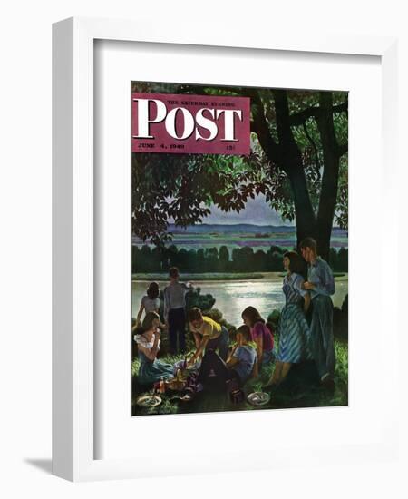 "Evening Picnic," Saturday Evening Post Cover, June 4, 1949-John Falter-Framed Giclee Print