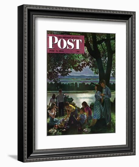 "Evening Picnic," Saturday Evening Post Cover, June 4, 1949-John Falter-Framed Giclee Print