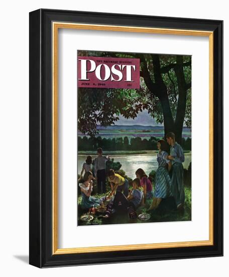 "Evening Picnic," Saturday Evening Post Cover, June 4, 1949-John Falter-Framed Giclee Print