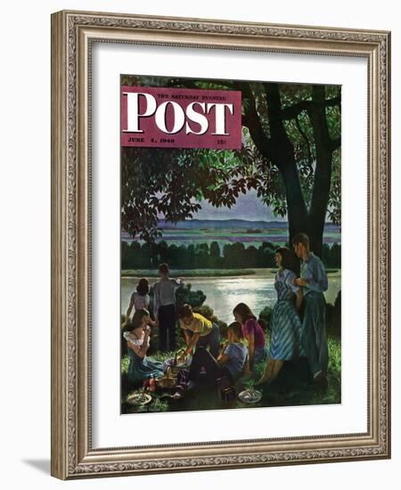 "Evening Picnic," Saturday Evening Post Cover, June 4, 1949-John Falter-Framed Giclee Print