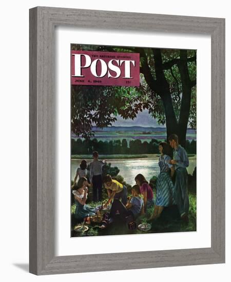 "Evening Picnic," Saturday Evening Post Cover, June 4, 1949-John Falter-Framed Giclee Print