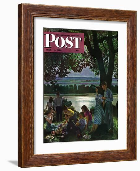 "Evening Picnic," Saturday Evening Post Cover, June 4, 1949-John Falter-Framed Giclee Print