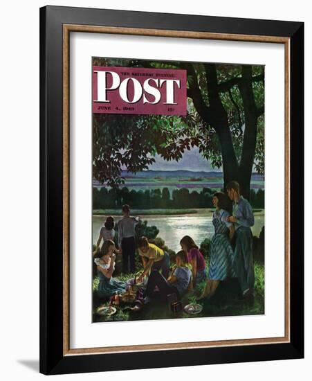 "Evening Picnic," Saturday Evening Post Cover, June 4, 1949-John Falter-Framed Giclee Print