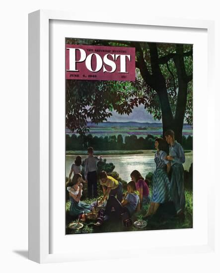 "Evening Picnic," Saturday Evening Post Cover, June 4, 1949-John Falter-Framed Giclee Print