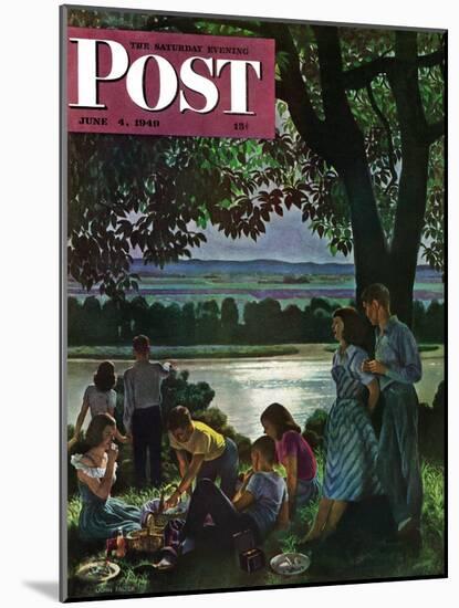 "Evening Picnic," Saturday Evening Post Cover, June 4, 1949-John Falter-Mounted Giclee Print