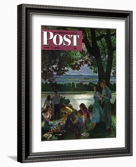 "Evening Picnic," Saturday Evening Post Cover, June 4, 1949-John Falter-Framed Giclee Print