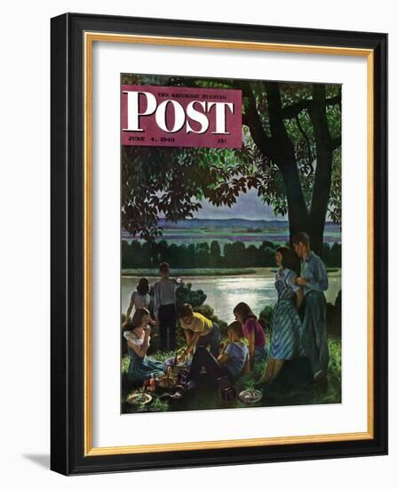 "Evening Picnic," Saturday Evening Post Cover, June 4, 1949-John Falter-Framed Giclee Print