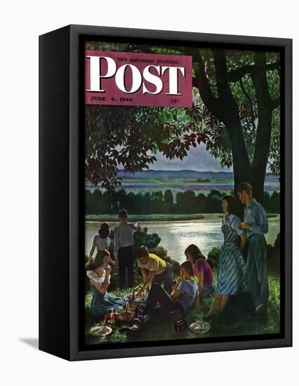 "Evening Picnic," Saturday Evening Post Cover, June 4, 1949-John Falter-Framed Premier Image Canvas
