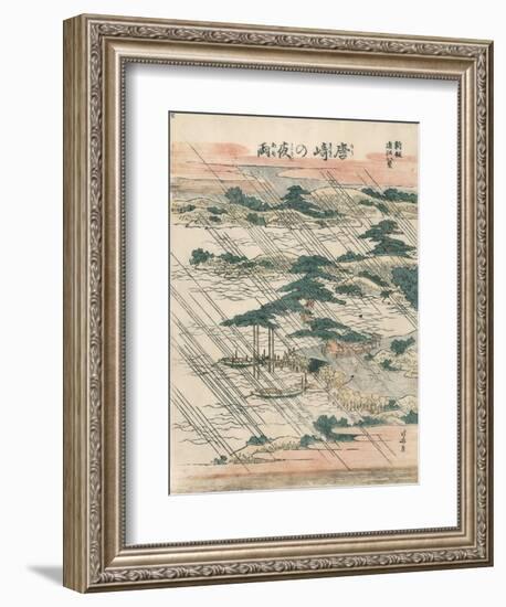 Evening Rain at Karasaki-Katsushika Hokusai-Framed Giclee Print