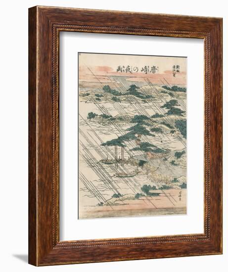 Evening Rain at Karasaki-Katsushika Hokusai-Framed Giclee Print