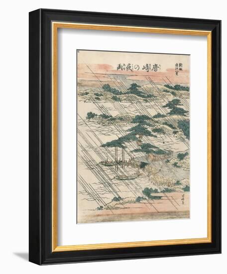 Evening Rain at Karasaki-Katsushika Hokusai-Framed Giclee Print