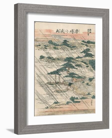 Evening Rain at Karasaki-Katsushika Hokusai-Framed Giclee Print