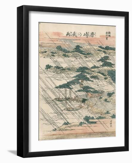 Evening Rain at Karasaki-Katsushika Hokusai-Framed Giclee Print