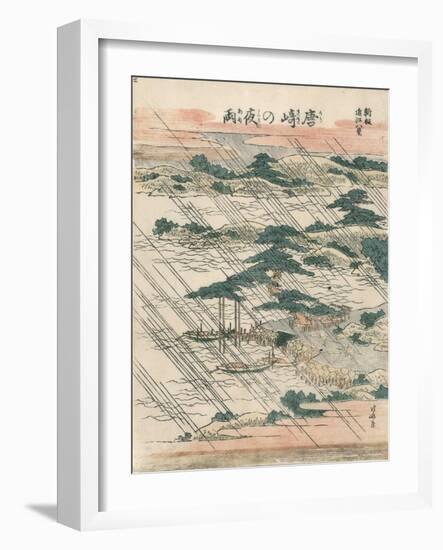 Evening Rain at Karasaki-Katsushika Hokusai-Framed Giclee Print