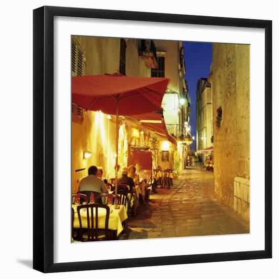 Evening Restaurant Scene in Haute Ville, Bonifacio, South Corsica, Corsica, France, Europe-Stuart Black-Framed Photographic Print