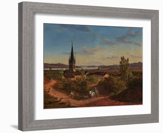 Evening Rhine Landscape, Mid-19Th Century (Oil on Canvas)-German School-Framed Giclee Print