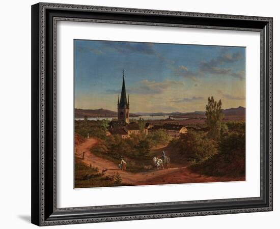 Evening Rhine Landscape, Mid-19Th Century (Oil on Canvas)-German School-Framed Giclee Print