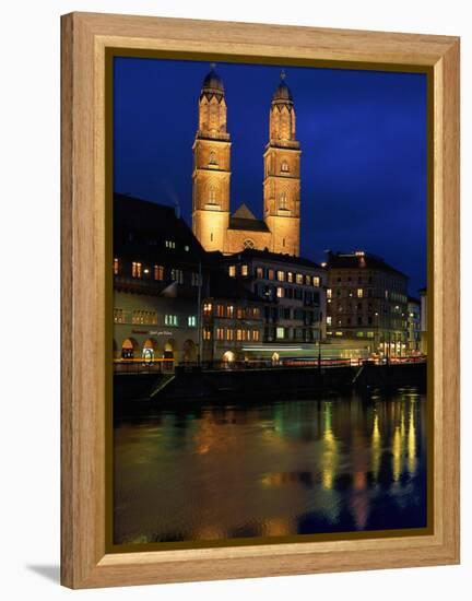 Evening, River Limmat, Zurich, Switzerland-Walter Bibikow-Framed Premier Image Canvas