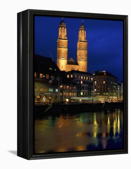 Evening, River Limmat, Zurich, Switzerland-Walter Bibikow-Framed Premier Image Canvas