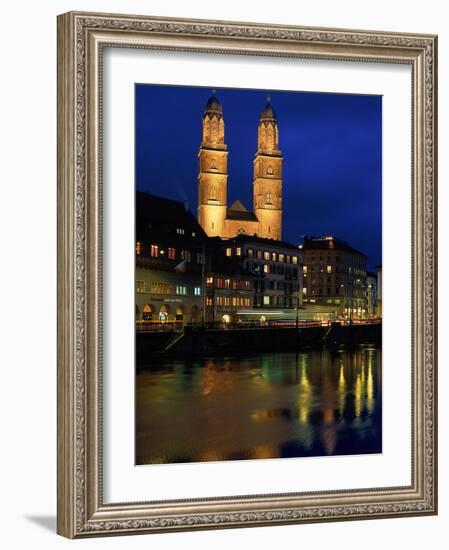 Evening, River Limmat, Zurich, Switzerland-Walter Bibikow-Framed Photographic Print