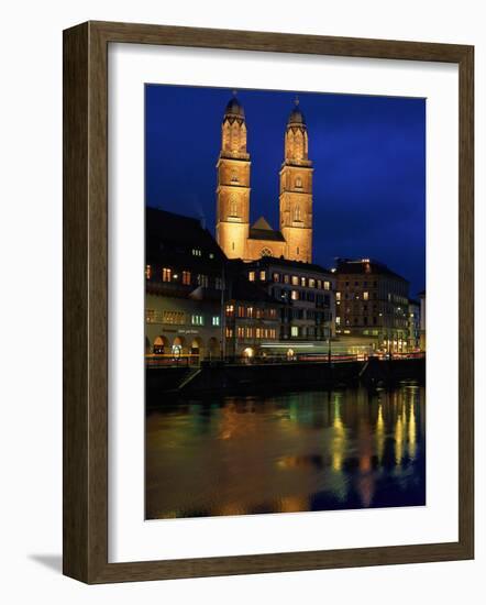 Evening, River Limmat, Zurich, Switzerland-Walter Bibikow-Framed Photographic Print