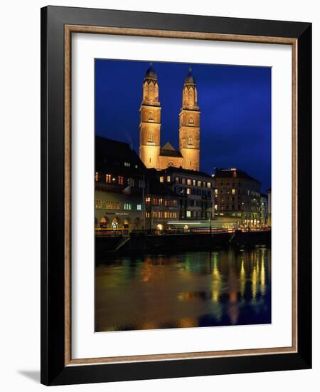 Evening, River Limmat, Zurich, Switzerland-Walter Bibikow-Framed Photographic Print