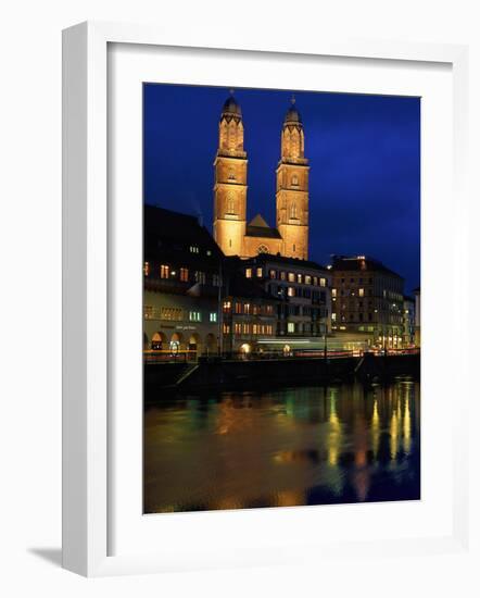 Evening, River Limmat, Zurich, Switzerland-Walter Bibikow-Framed Photographic Print