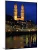 Evening, River Limmat, Zurich, Switzerland-Walter Bibikow-Mounted Photographic Print