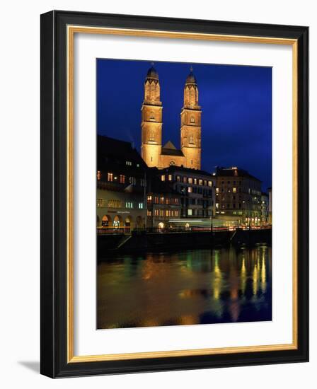 Evening, River Limmat, Zurich, Switzerland-Walter Bibikow-Framed Photographic Print