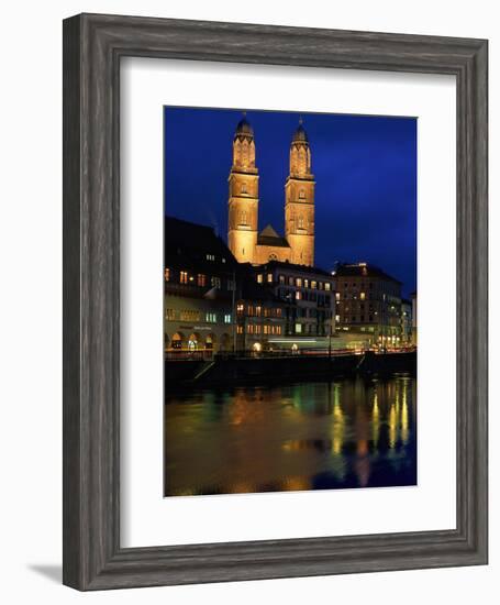 Evening, River Limmat, Zurich, Switzerland-Walter Bibikow-Framed Photographic Print