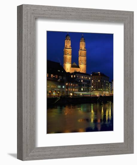 Evening, River Limmat, Zurich, Switzerland-Walter Bibikow-Framed Photographic Print