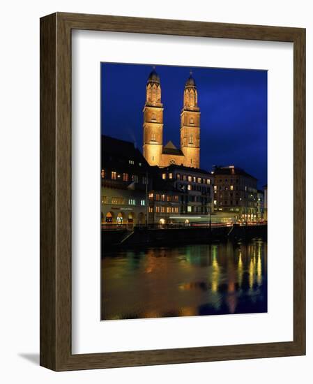 Evening, River Limmat, Zurich, Switzerland-Walter Bibikow-Framed Photographic Print