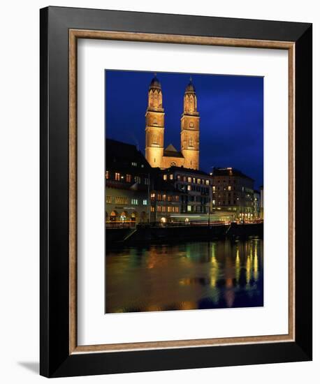 Evening, River Limmat, Zurich, Switzerland-Walter Bibikow-Framed Photographic Print