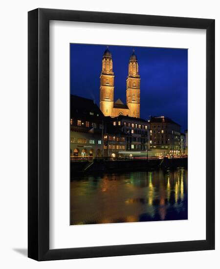 Evening, River Limmat, Zurich, Switzerland-Walter Bibikow-Framed Photographic Print