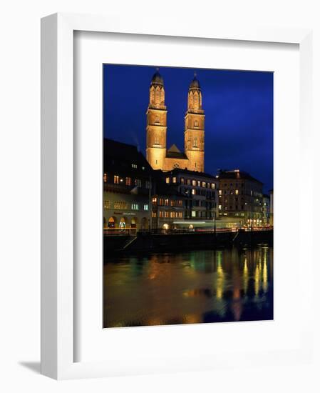 Evening, River Limmat, Zurich, Switzerland-Walter Bibikow-Framed Photographic Print