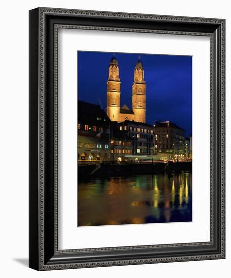 Evening, River Limmat, Zurich, Switzerland-Walter Bibikow-Framed Photographic Print