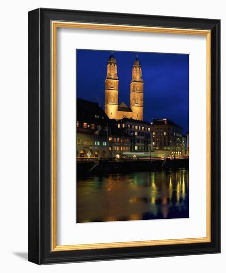 Evening, River Limmat, Zurich, Switzerland-Walter Bibikow-Framed Photographic Print