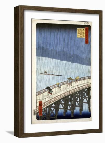 Evening Shower at Atake and the Great Bridge, 1856-1858-Utagawa Hiroshige-Framed Giclee Print