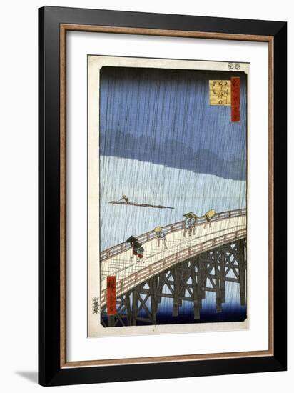 Evening Shower at Atake and the Great Bridge, 1856-1858-Utagawa Hiroshige-Framed Giclee Print