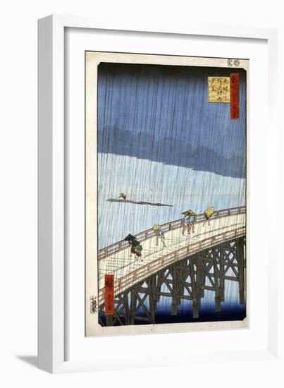 Evening Shower at Atake and the Great Bridge, 1856-1858-Utagawa Hiroshige-Framed Giclee Print