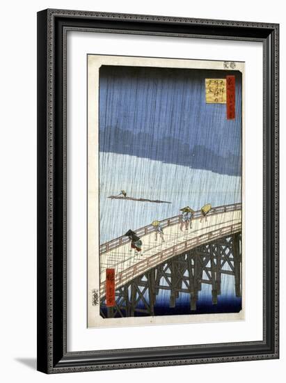 Evening Shower at Atake and the Great Bridge, 1856-1858-Utagawa Hiroshige-Framed Giclee Print