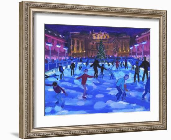 Evening skaters, Somerset House-Andrew Macara-Framed Giclee Print