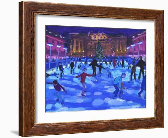 Evening skaters, Somerset House-Andrew Macara-Framed Giclee Print