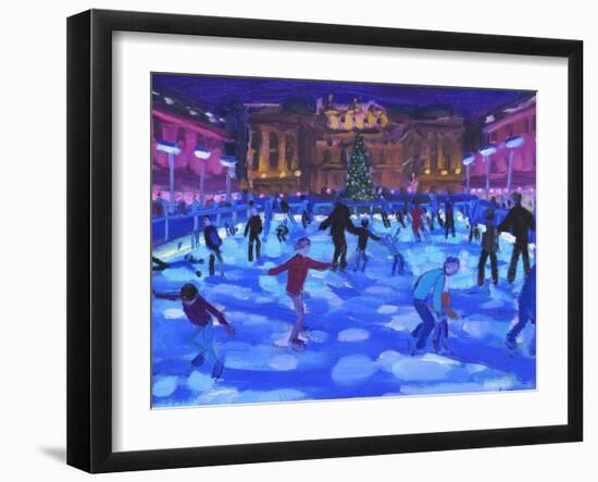 Evening skaters, Somerset House-Andrew Macara-Framed Giclee Print