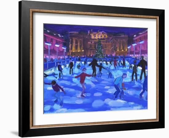 Evening skaters, Somerset House-Andrew Macara-Framed Giclee Print