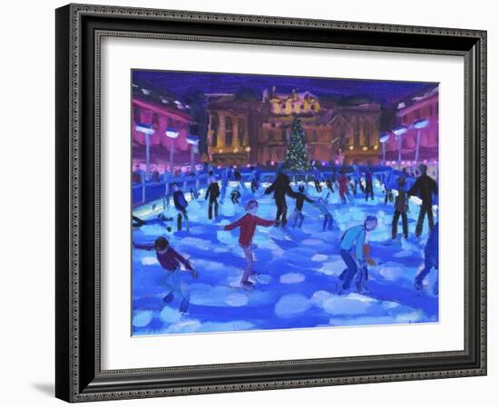 Evening skaters, Somerset House-Andrew Macara-Framed Giclee Print