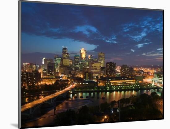 Evening Skyline Scene from St. Anthony Main, Minneapolis, Minnesota-Walter Bibikow-Mounted Photographic Print