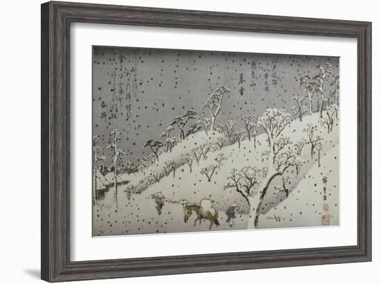 Evening Snow at Asuka Hill-Ando Hiroshige-Framed Giclee Print