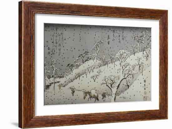 Evening Snow at Asuka Hill-Ando Hiroshige-Framed Giclee Print